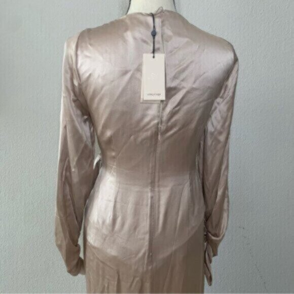 NWT Cinq A Sept Page Fringe Trim Silk Midi Wrap Dress - Picture 8 of 15